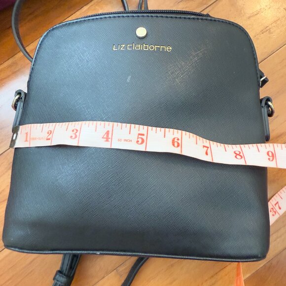 Liz Claiborne Adjustable Crossbody Messenger Bag Black Gold Hardware Polyvinyl - Picture 5 of 11